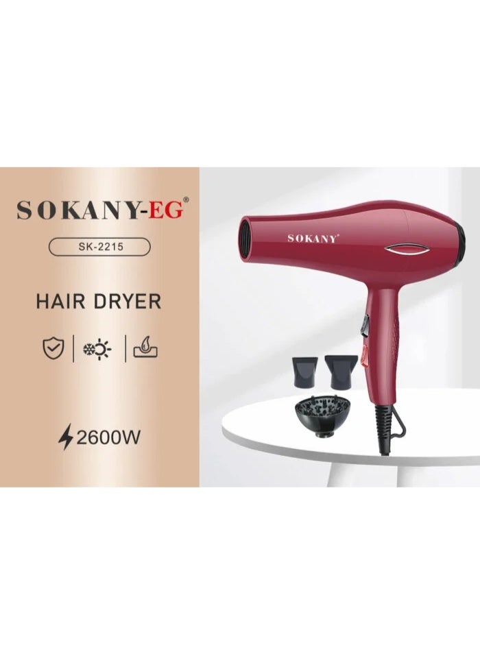 sokany SK-2215 Professional Ionic Hair Dryer 2600W - Image 2